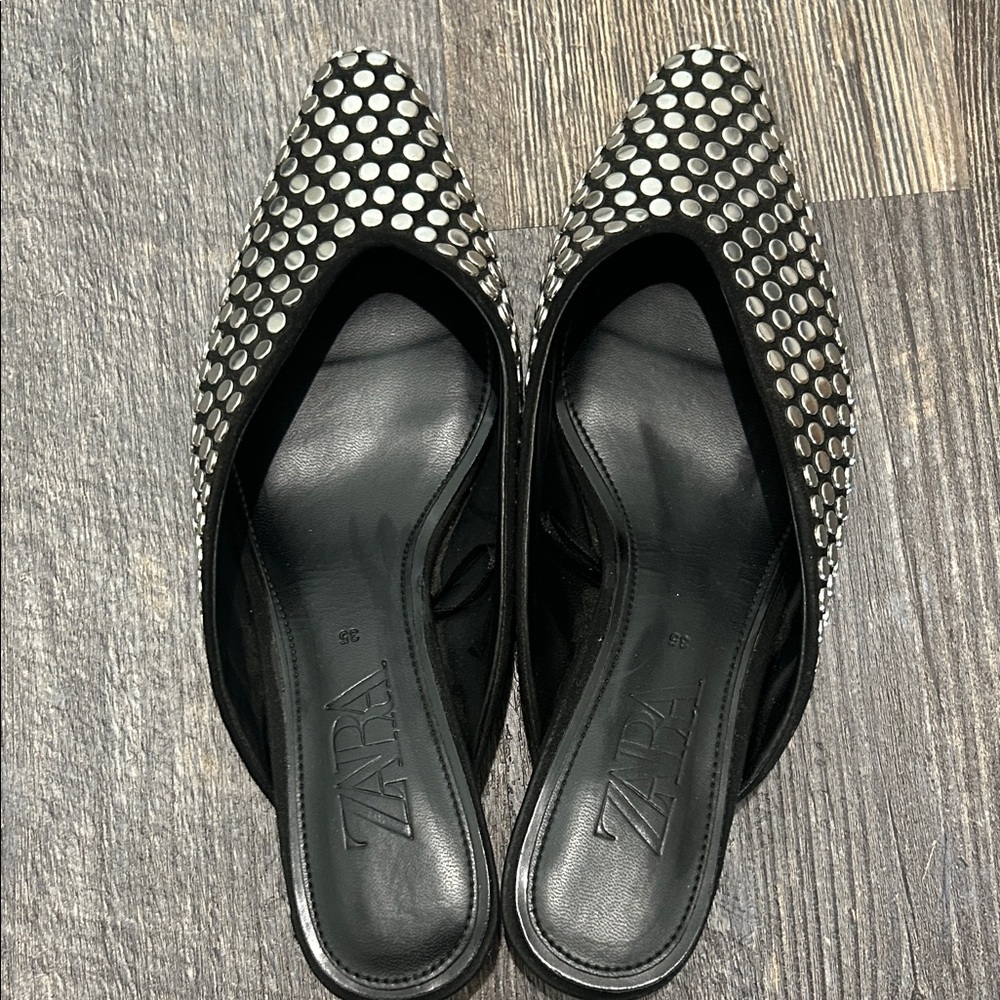 Zara Black and silver Mules